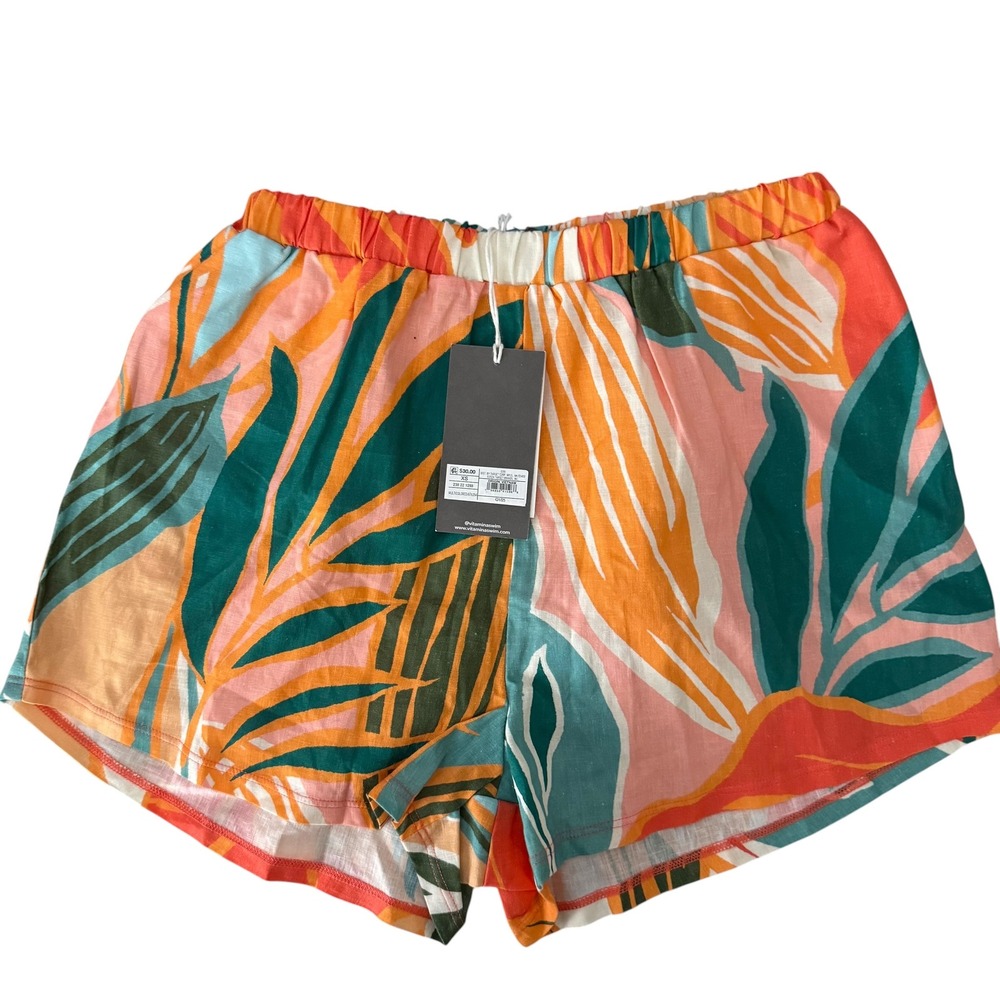 Vitamin A Shorts Set Women XS Multicolor NEW Tropical Linen Blend 2 Piece Set - Picture 9 of 16